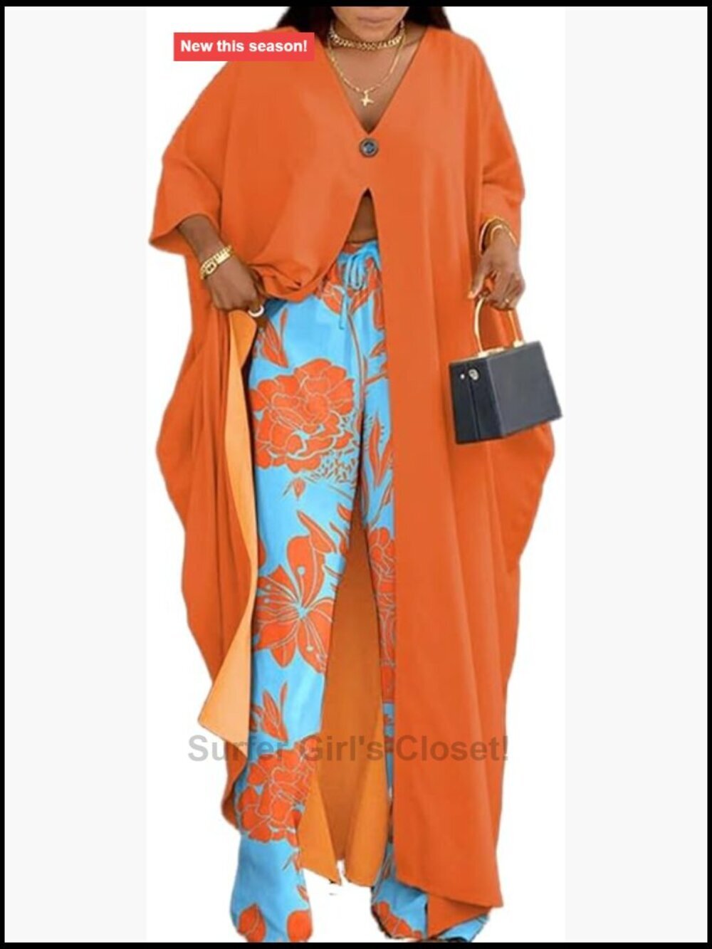 Floral Print Cardigan & Wide Leg Pants Set 2 Piece Outfit